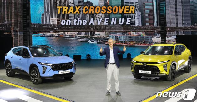 지난 3월 로베르토 렘펠 GM 한국사업장 사장이 트랙스 크로스오버를 공개하고 있다. 2023.3.22/뉴스1 ⓒ News1 임세영 기자