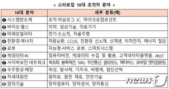 스타트업 10대 초격차 분야 (중기부 제공)